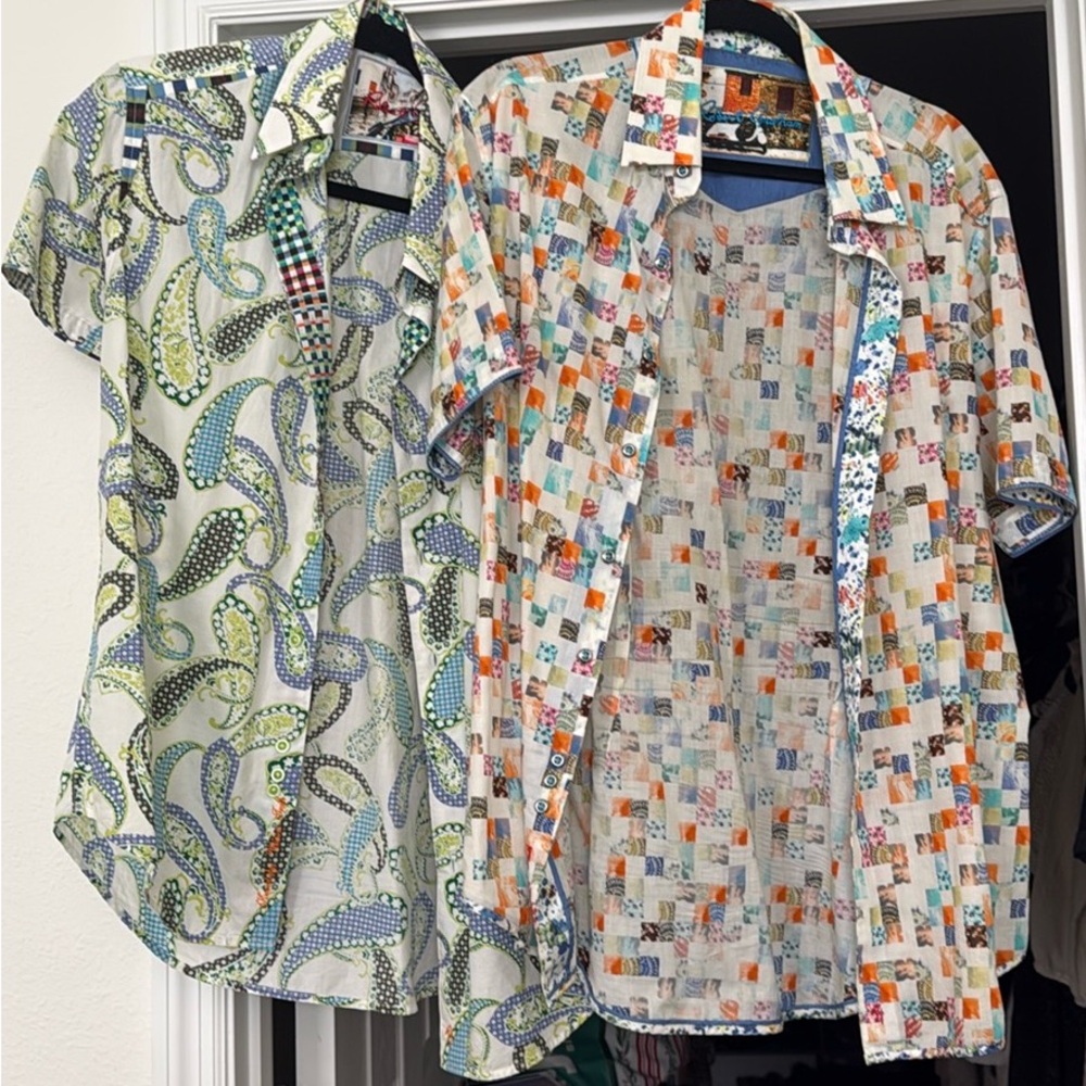Robert Graham Green and Multicolor Patterned Dress Shirts